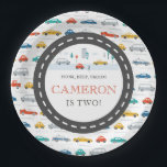 Modern City Transportation birthday Party  Paper Plates<br><div class="desc">Our colorful Transportation Themed Paper Plate is perfect for any little guy! The text is fully customizable. You can change colors and styles of fonts.</div>