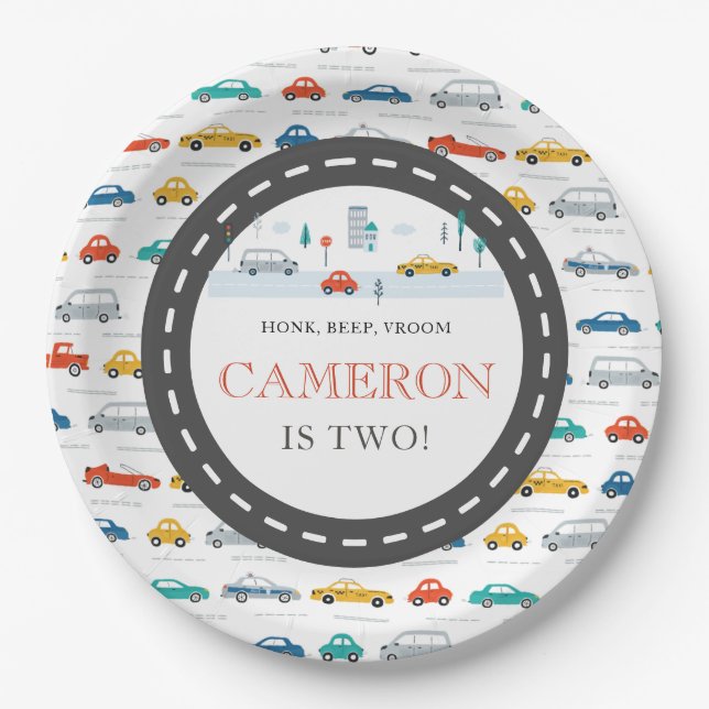 Modern City Transportation birthday Party  Paper Plates (Front)