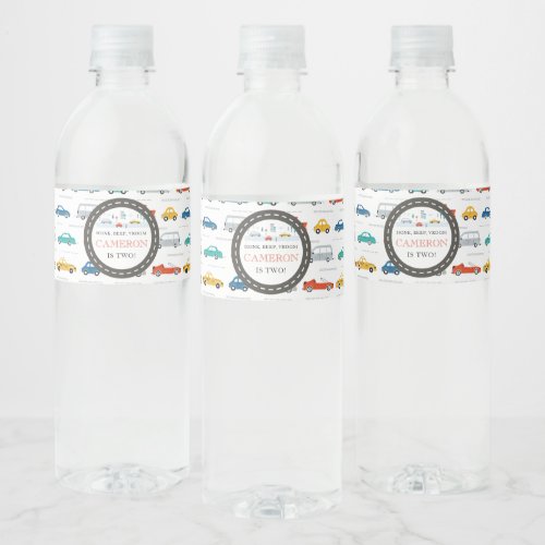 Modern City Transportation birthday Party  Water Bottle Label