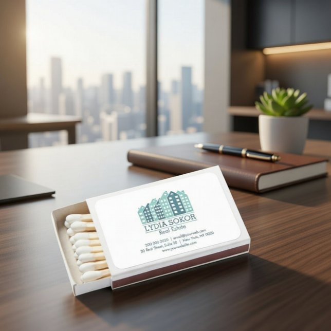  Modern Cityscape Logo Real Estate Matchboxes (Creator Uploaded)