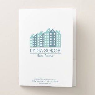Modern Cityscape Logo Real Estate Pocket Folder