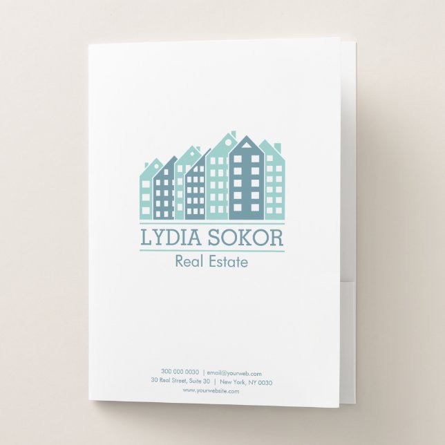  Modern Cityscape Logo Real Estate Pocket Folder (Front)