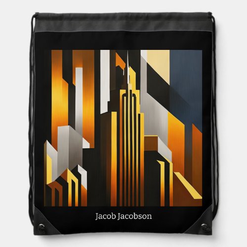 MODERN CITYSCAPE METRO ART DESIGN DRAWSTRING BAG