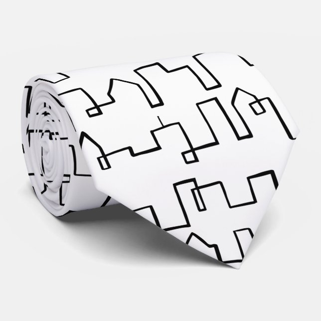 Modern Cityscape painted design  Neck Tie (Rolled)