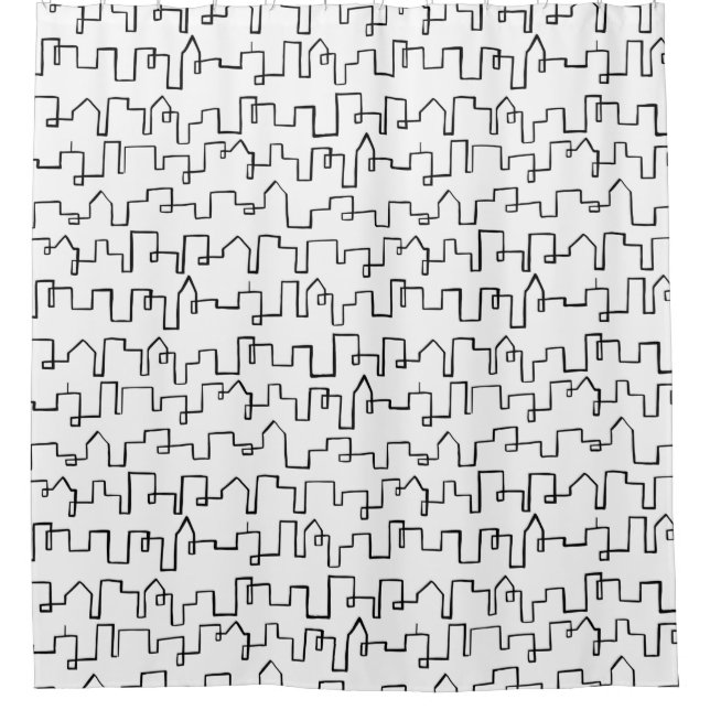 Modern Cityscape painted design  Shower Curtain (Front)