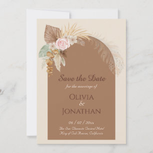 Modern Class Boho Rustic Beige Brown Save The Date Invitation