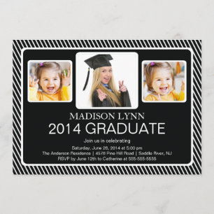 Modern Class of 2014 3 Photo Graduation Party Invitation