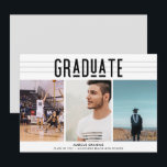 Modern Class of 2021 Photo Graduation<br><div class="desc">Celebrate the class of 2021 graduate with this gray and black three photo modern graduation announcement card. Customize with three senior photos,  name and the name of school. This class of 2021 graduation announcement card reverses to a solid coordinating gray background.</div>