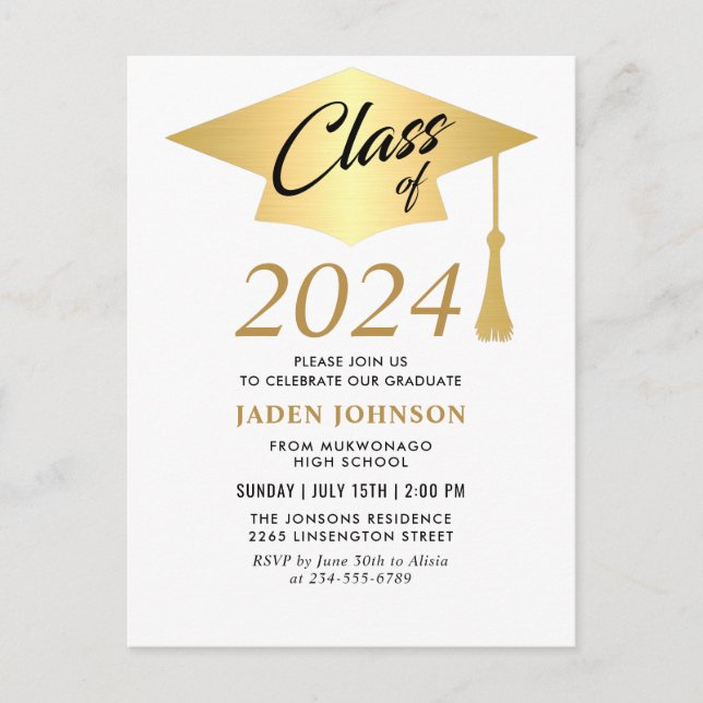 Modern class of 2023 Graduation Party Invitation Postcard (Front)