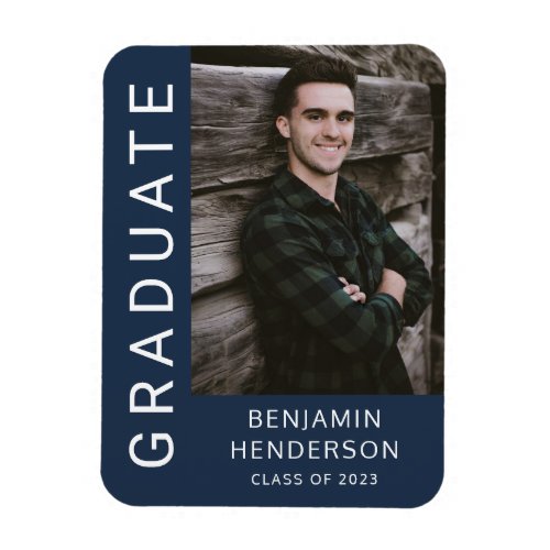 Modern Class Of 2023 Navy Boy Photo Graduation  Magnet