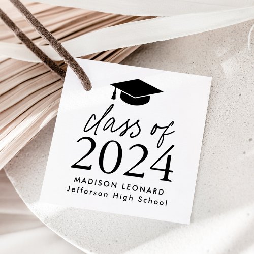 Modern Class of 2024 Black Script Graduation Favor Tags