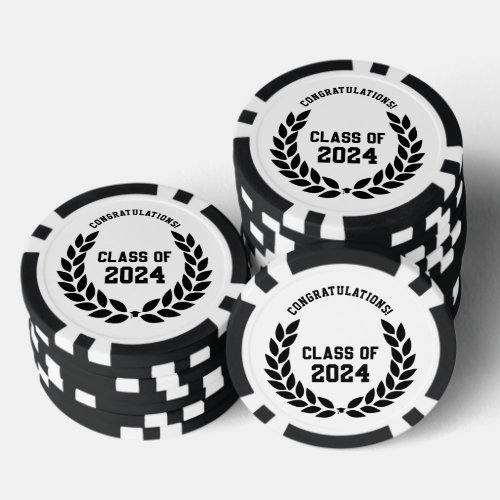 Modern Class of 2024 College Graduation Party Poker Chips
