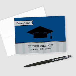 Modern Class of 2024 Dark Blue Custom Graduation Thank You Card