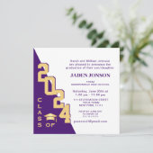 Modern Class of 2024 Gold Purple Graduation Party Invitation (Standing Front)