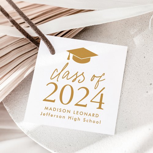 Modern Class of 2024 Gold Script Graduation Favor Tags