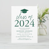 Modern Class of 2024 Green Graduation Party Invitation (Standing Front)