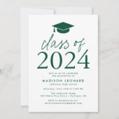 Modern Class of 2024 Green Graduation Party Invitation (Front)