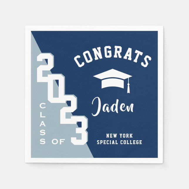 Modern Class of 2024 Navy Blue Graduation Party Napkins (Front)
