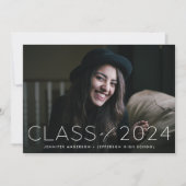 Modern Class of 2024 Overlay Photo Graduation Announcement (Front)