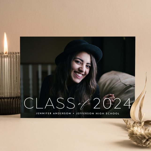 Modern Class of 2024 Overlay Photo Graduation Announcement