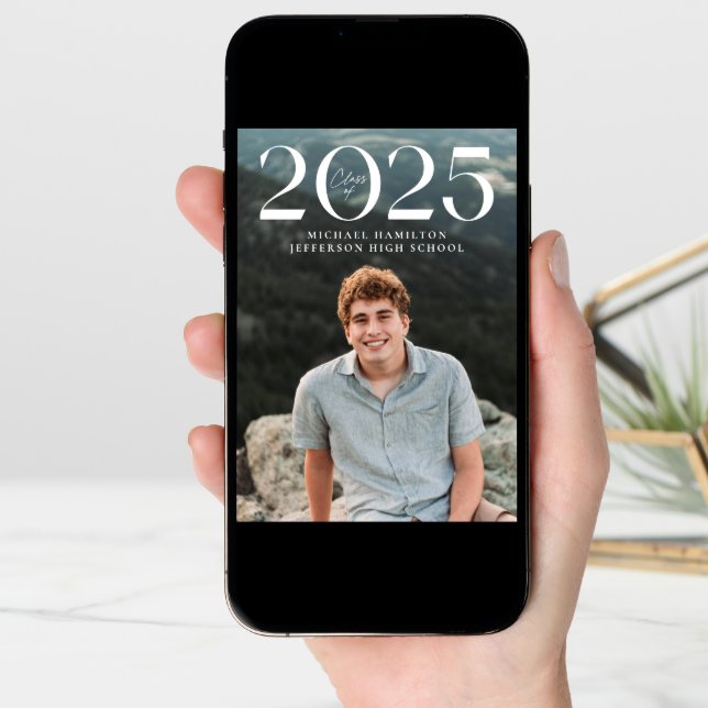 Modern Class of 2025 2 Photo Graduation Announcement (Front Digital)