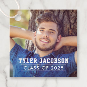 Modern Class of 2025 Custom Graduation Photo Favor Tags