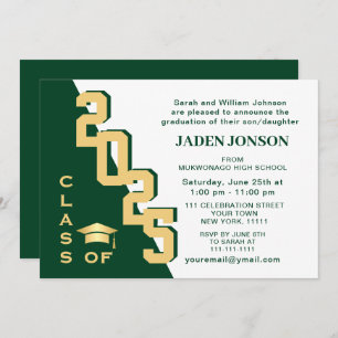 Modern Class of 2025 Golden Green Graduation Party Invitation