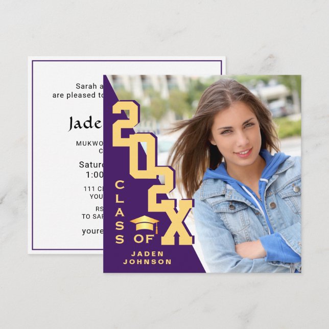 Modern Class of 2025 Grad PHOTO Graduation Party Invitation (Front/Back)