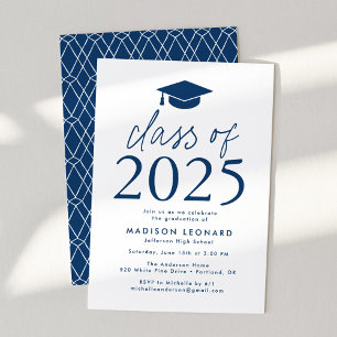 Modern Class of 2025 Navy Graduation Party Invitation