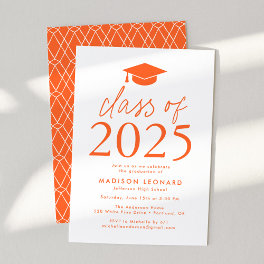 Modern Class of 2025 Orange Graduation Party Invitation