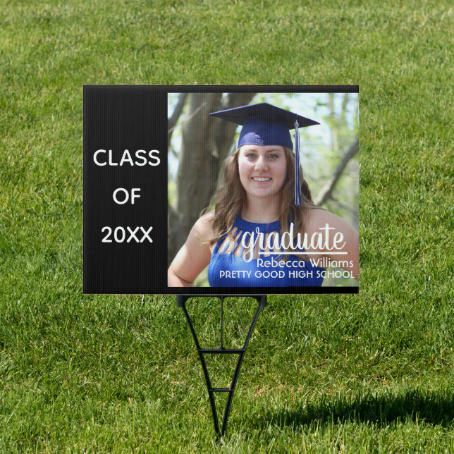Modern Class of 2025 Photo Graduation Lawn Yard Sign | Zazzle