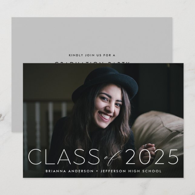 Modern Class of 2025 Photo Graduation Party Invitation (Front/Back)