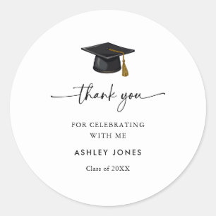 Modern Class of 2025 Thank You Favor Graduation Classic Round Sticker