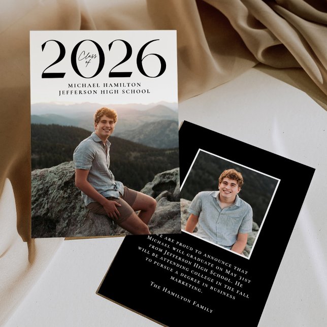 Modern Class of 2026 2 Photo Graduation Announcement (Creator Uploaded)