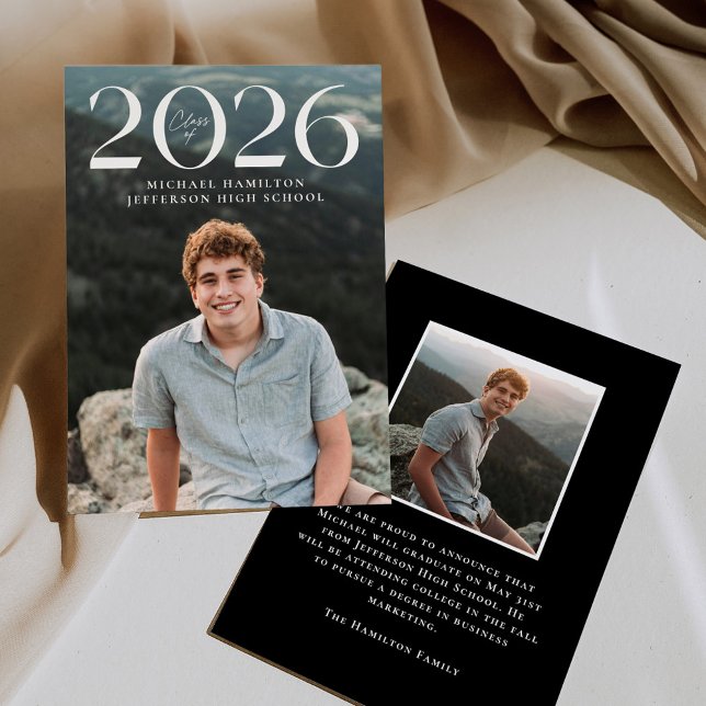 Modern Class of 2026 2 Photo Graduation Announcement (Creator Uploaded)