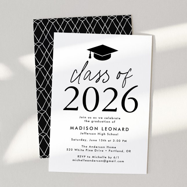 Modern Class of 2026 Black Graduation Party Invitation (Creator Uploaded)
