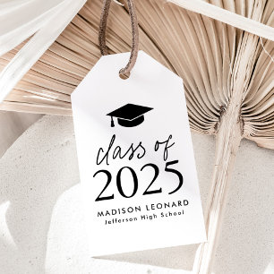 Modern Class of 2026 Black Script Graduation Gift Tags