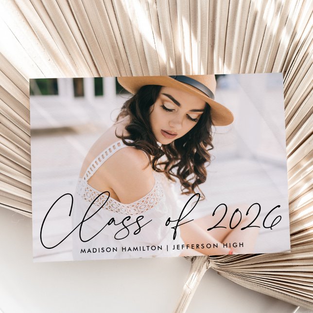 Modern Class of 2026 Black Script Photo Announcement (Creator Uploaded)