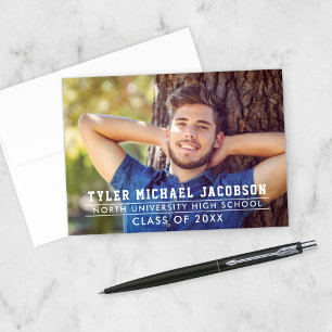 Modern Class of 2026 Custom Graduation Photo Thank Thank You Card