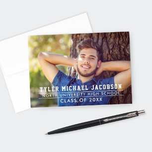 Modern Class of 2026 Custom Graduation Photo Thank You Card
