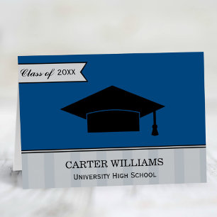 Modern Class of 2026 Dark Blue Custom Graduation Thank You Card