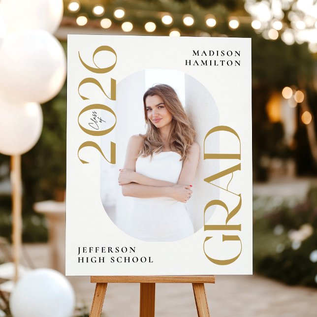 Modern Class of 2026 Gold Graduation Welcome Sign (Creator Uploaded)
