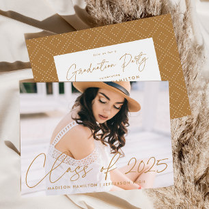 Modern Class of 2026 Gold Script Graduation Party Invitation
