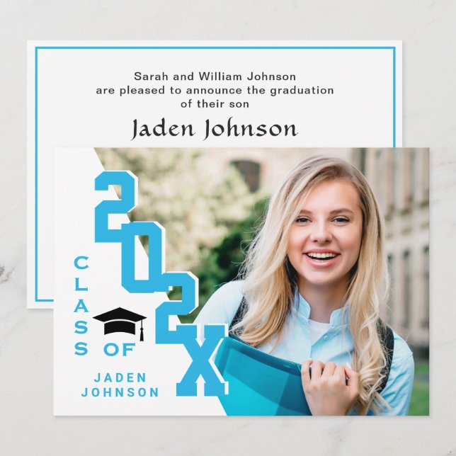 Modern Class of 2026 Grad PHOTO Graduation Party Invitation (Front/Back)