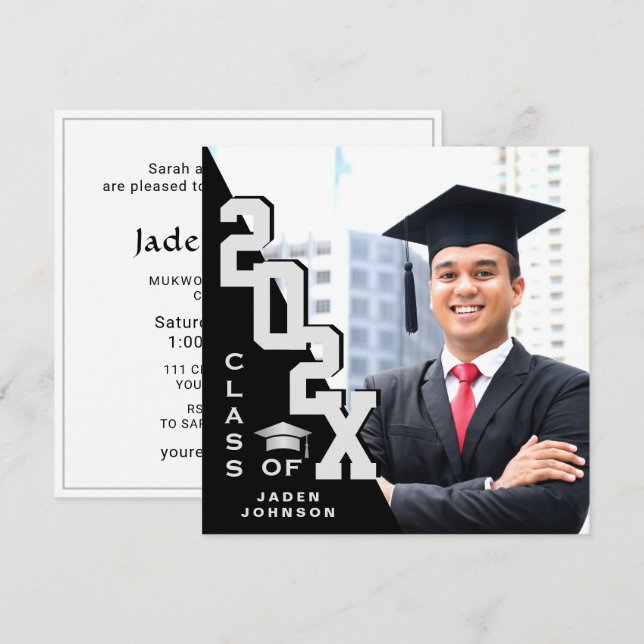 Modern Class of 2026 Grad PHOTO Graduation Party Invitation (Front/Back)