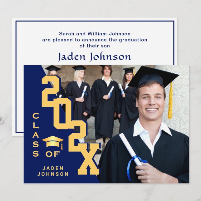 Modern Class of 2026 Grad PHOTO Graduation Party Invitation (Front/Back)