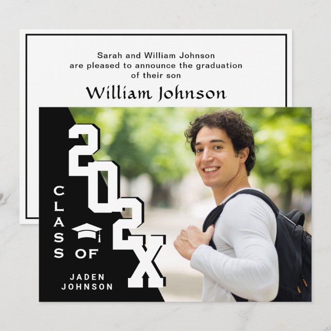 Modern Class of 2026 Grad PHOTO Graduation Party Invitation (Front/Back)
