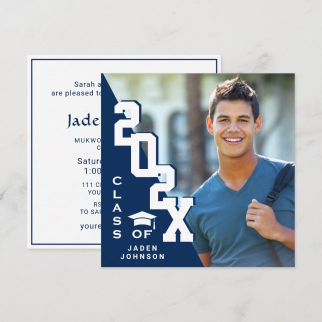 Modern Class of 2026 Grad PHOTO Graduation Party Invitation (Front/Back)