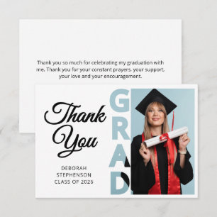 Modern CLASS OF 2026 Graduate Photo Grad Thank You Card