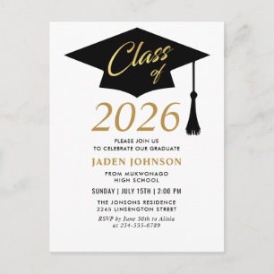 Modern Class of 2026 Graduation Party Invitation Postcard
